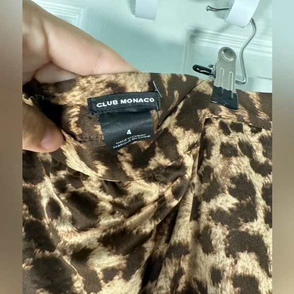 Club Monaco Satin Leopard Jackie Skirt Jupe Cocoa Brown Size 4 NWT - Picture 4 of 11